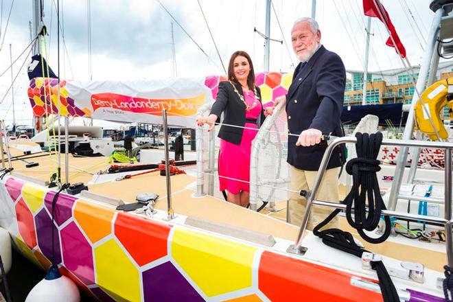 Cllr Elisha McCallion and Sir Robin Knox-Johnston on Derry-Londonderry-Doire - 2015 -16 Clipper Round the World Yacht Race © Clipper Ventures PLC . http://www.clipperroundtheworld.com